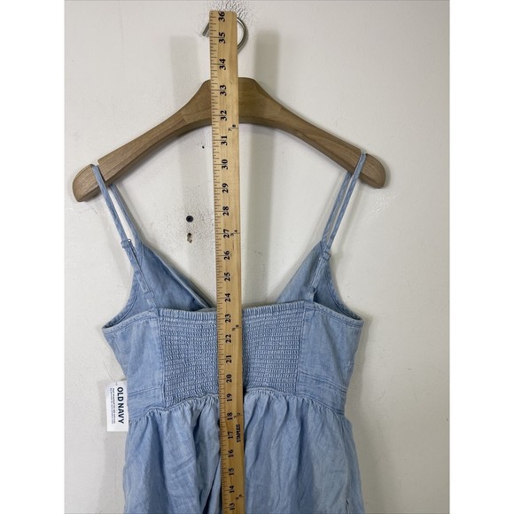Old Navy Chambray Fit and Flare Knotted Cutout Cami Mini Dress Size XS $35 NWT - Picture 5 of 6